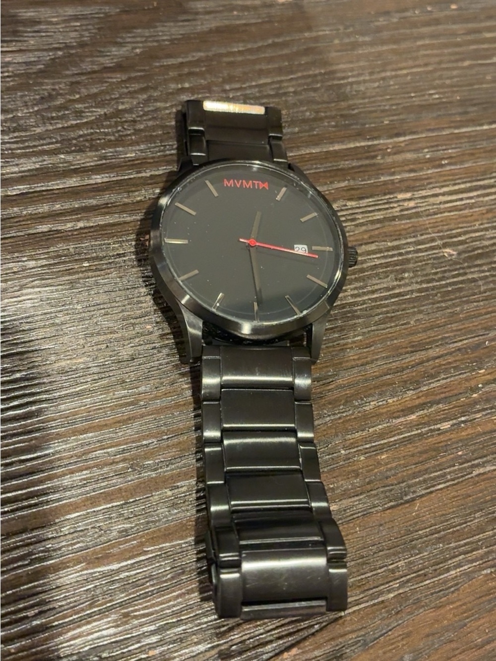 MVMT Black Men’s Stainless Steel Watch with Red Accents